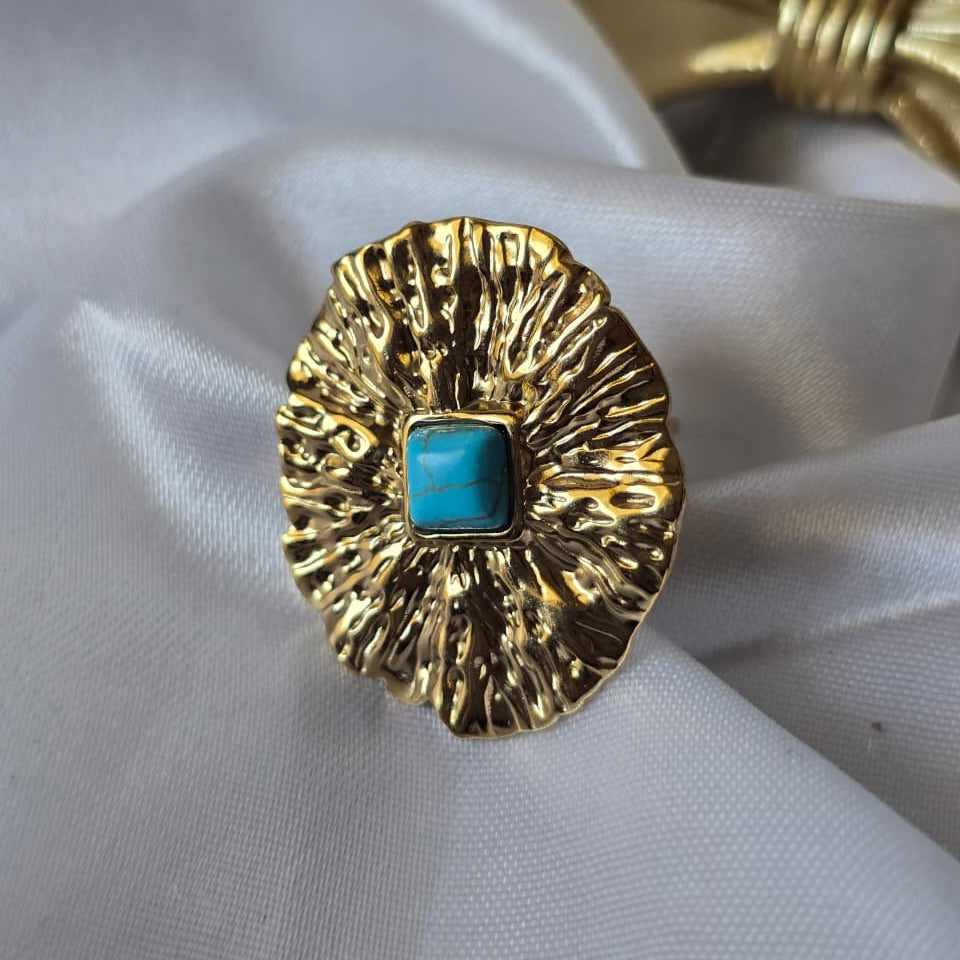 Turquoise Bloom Blue Stone Statement Ring