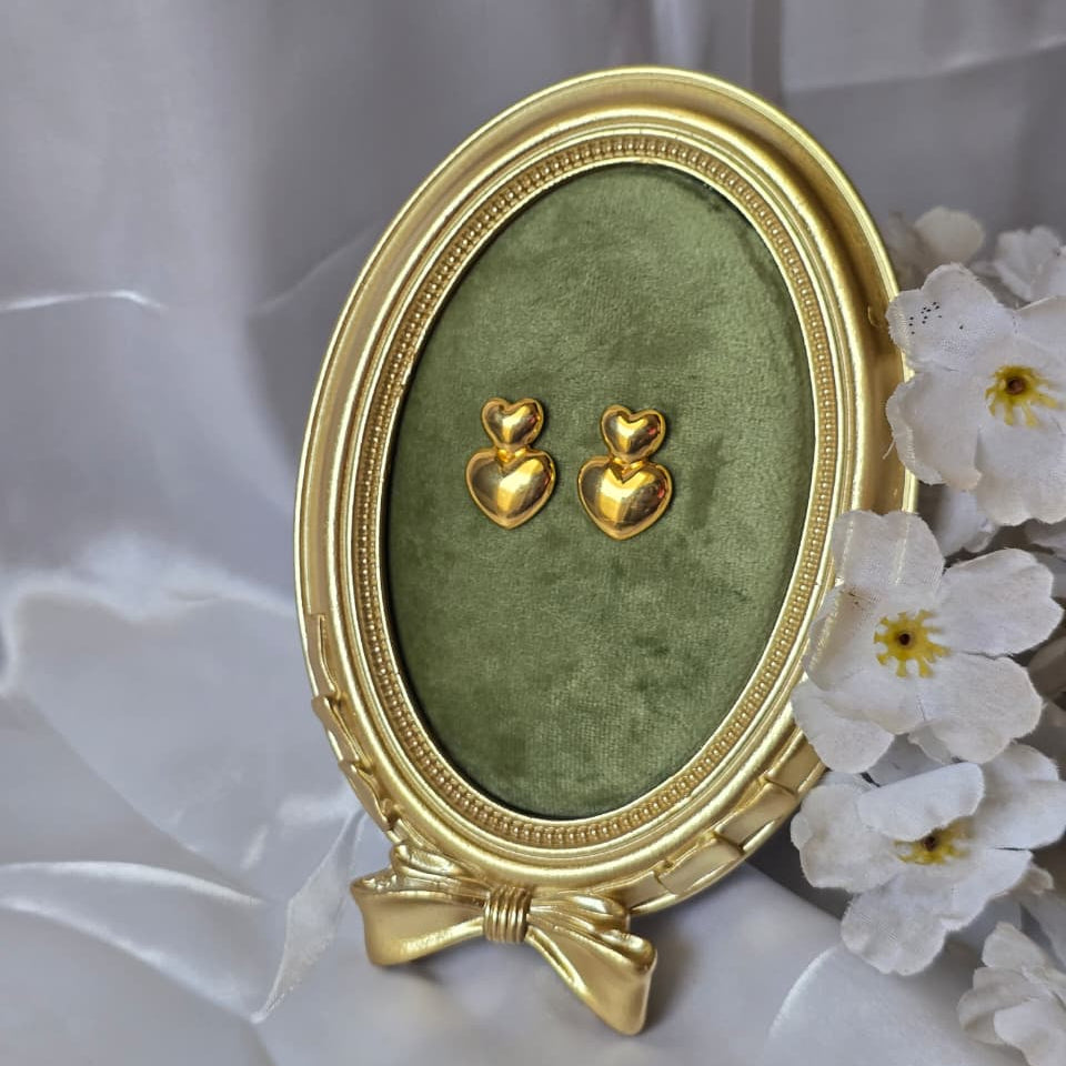 Double Heart Stud Earrings
