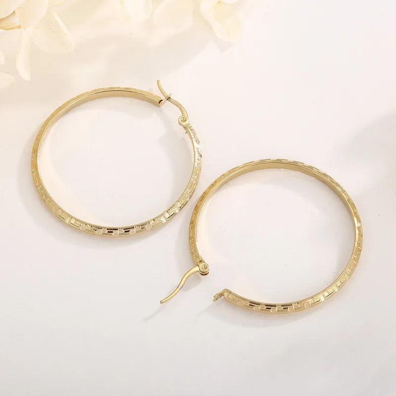 Etched Hoop Earrings 4cm