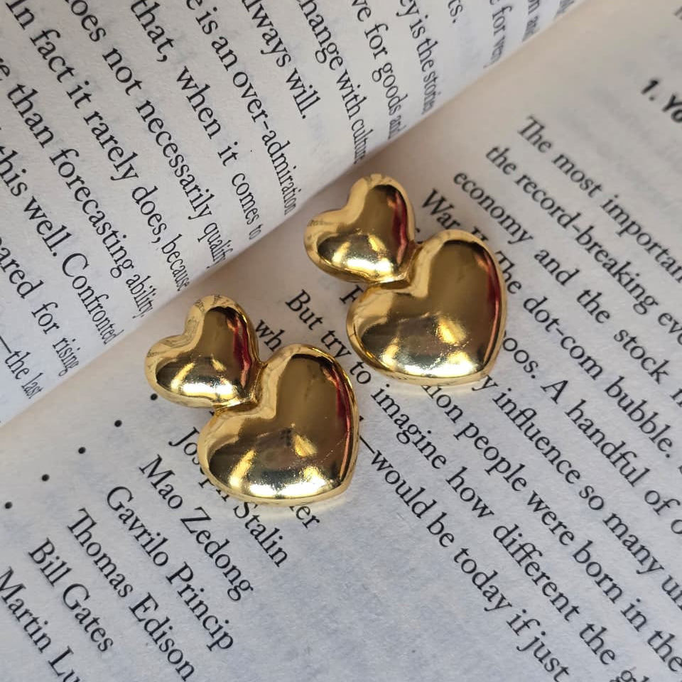 Double Heart Stud Earrings