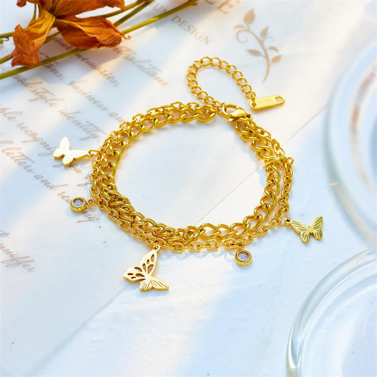Butterfly Zircon Charms Bracelet