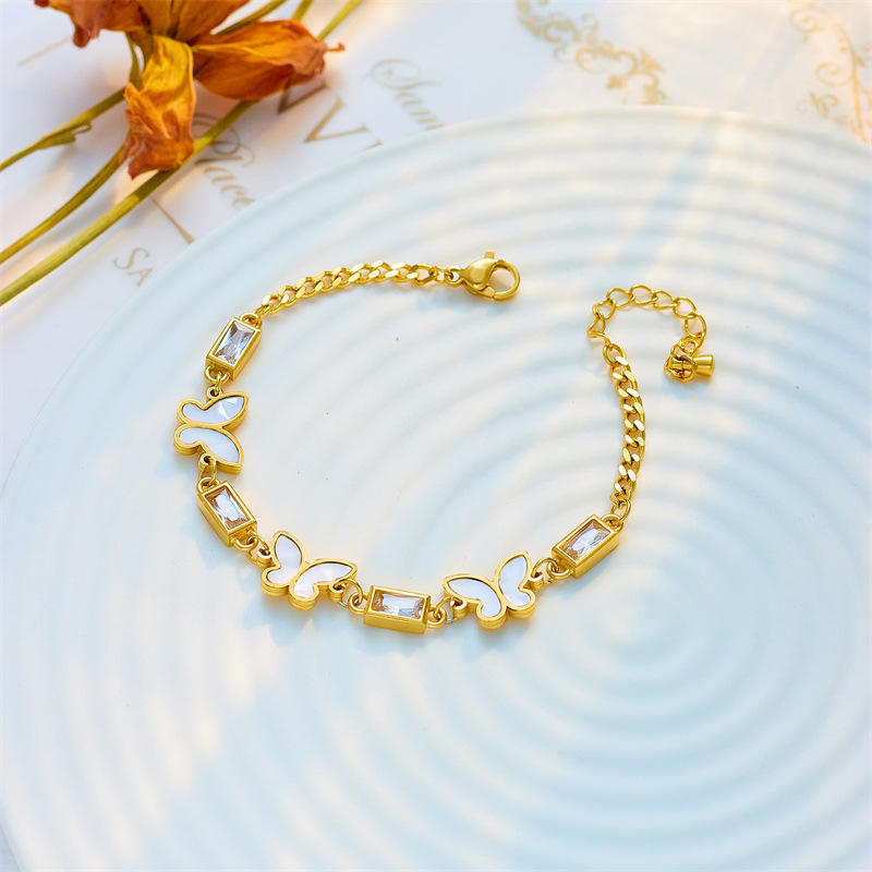 White Butterfly Chain Bracelet
