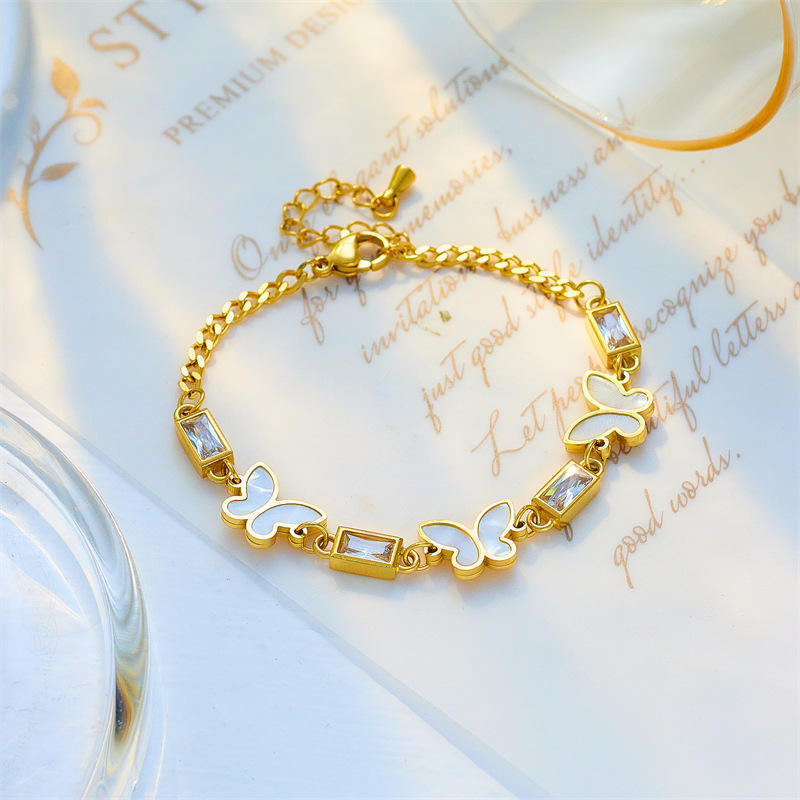 White Butterfly Chain Bracelet