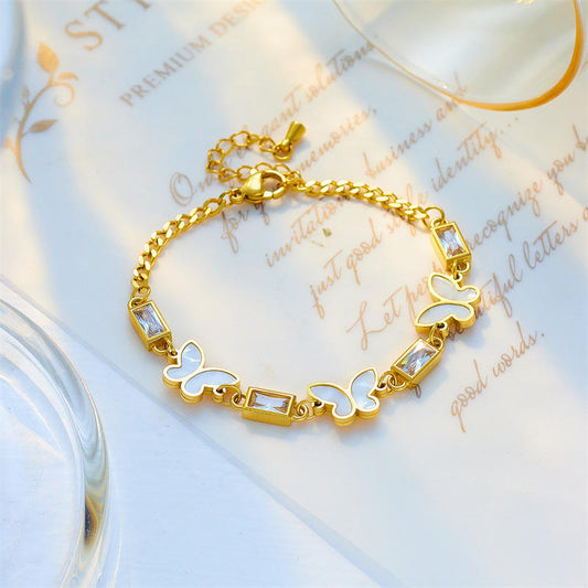 White Butterfly Chain Bracelet