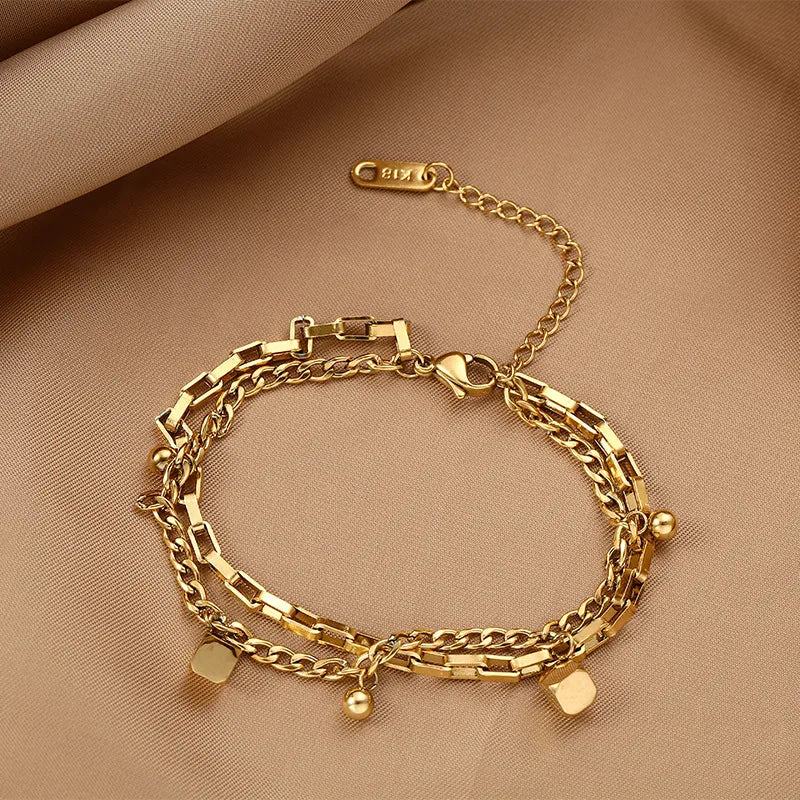 Double Layered Cube Charms Bracelet