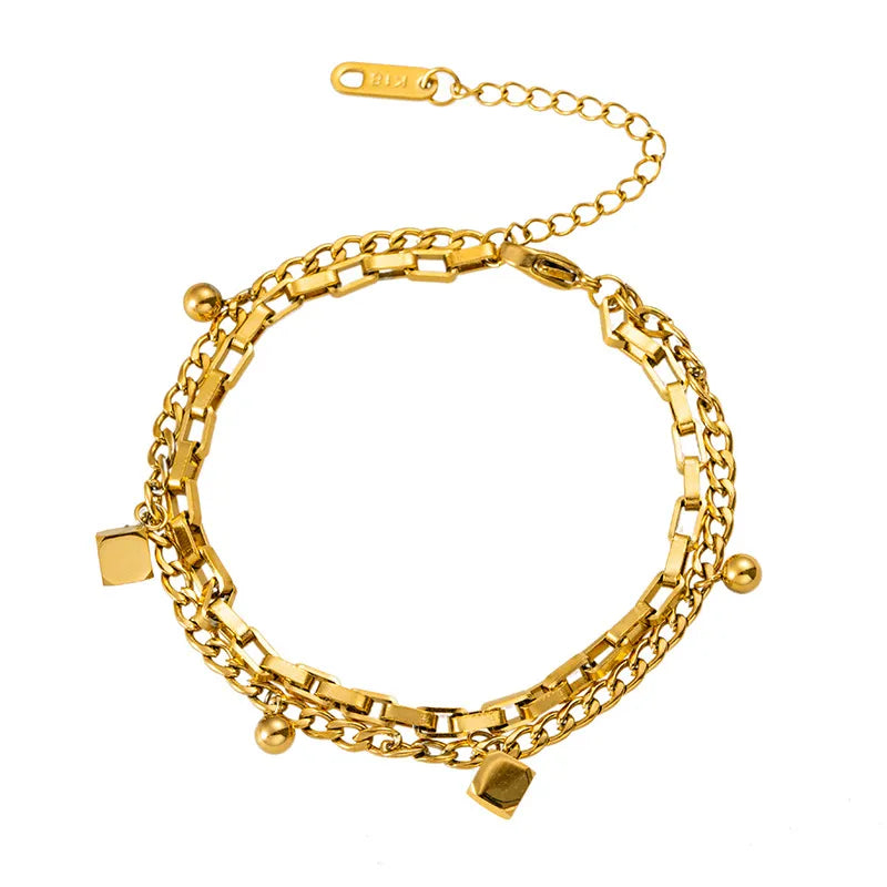 Double Layered Cube Charms Bracelet