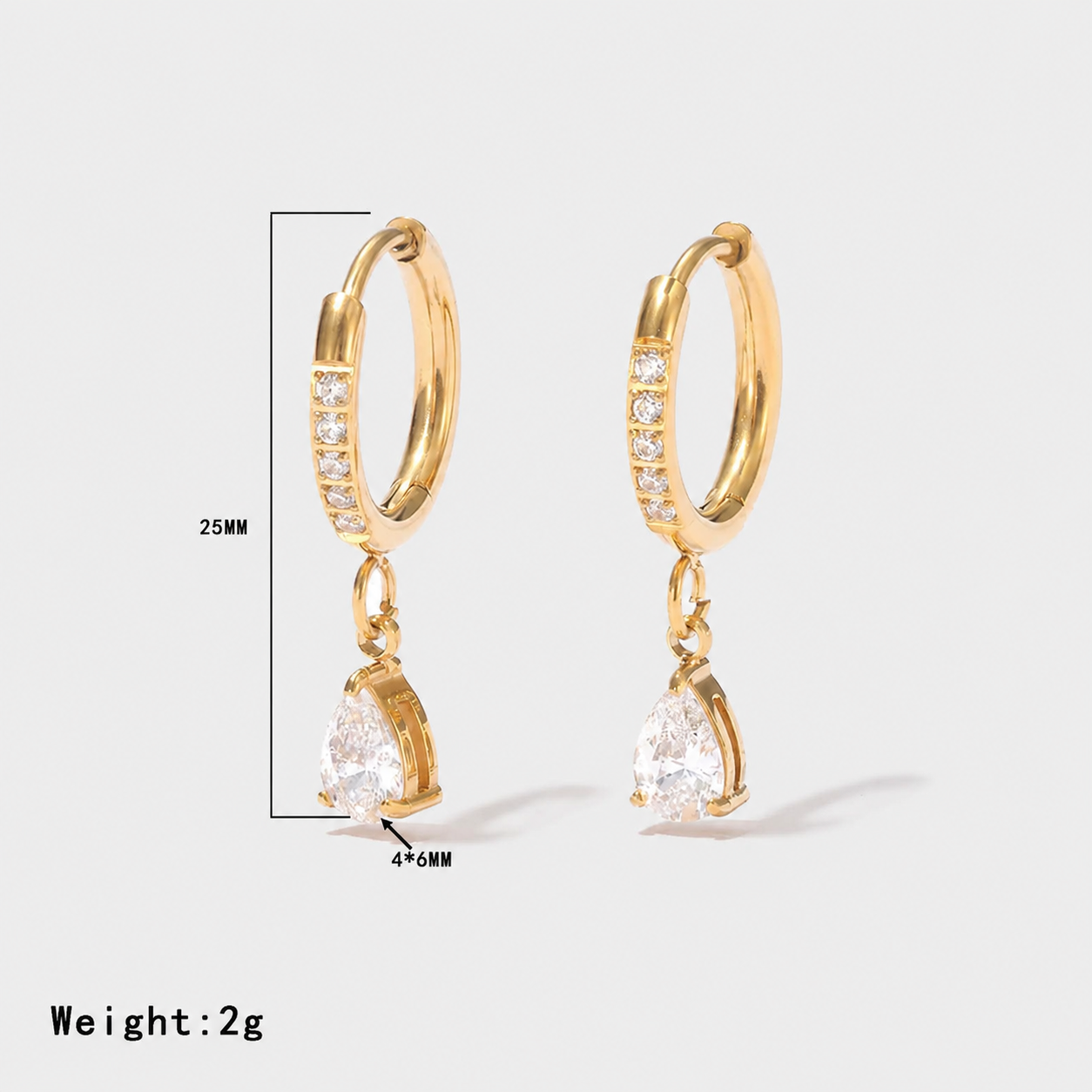 Diamond Pear Drop Huggie Earrings