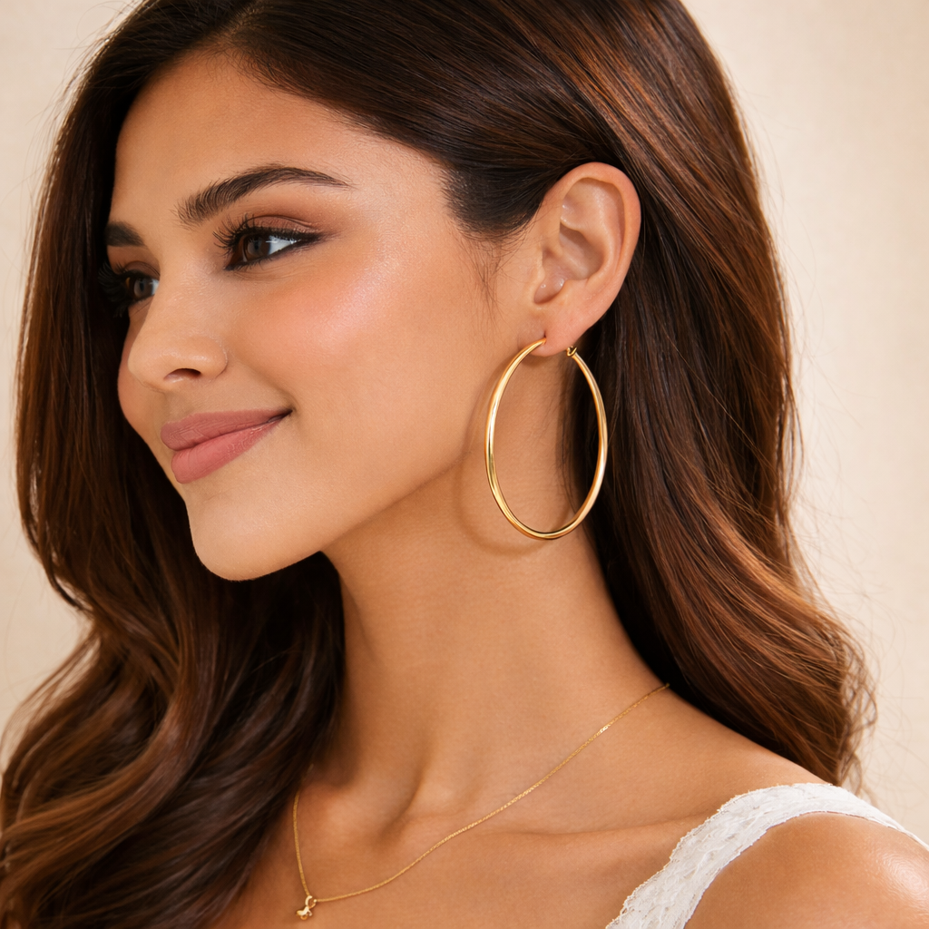 Flat 5cm, 4cm, 3cm Hoop Earrings