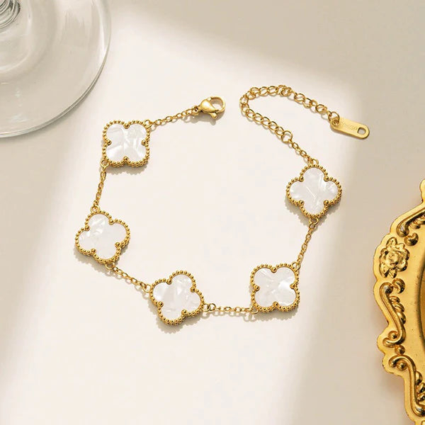 White Clover Charm Bracelet
