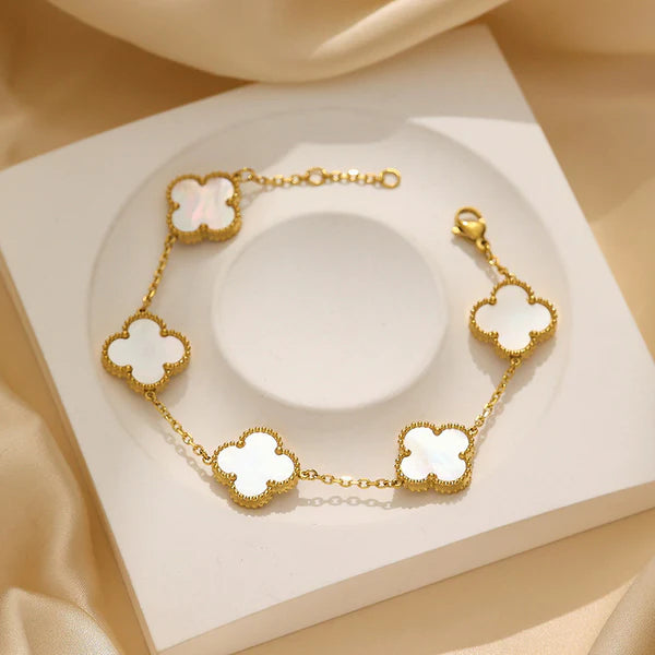 White Clover Charm Bracelet