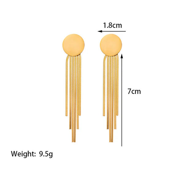 Round Disk Tassel Earrings
