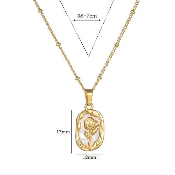 White Rose Pendant Necklace