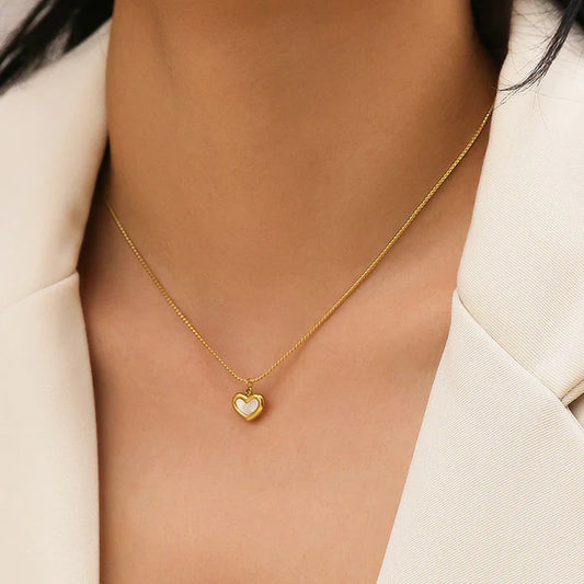Minimal White Heart Necklace