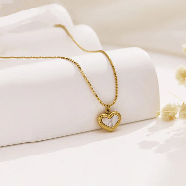 Minimal White Heart Necklace