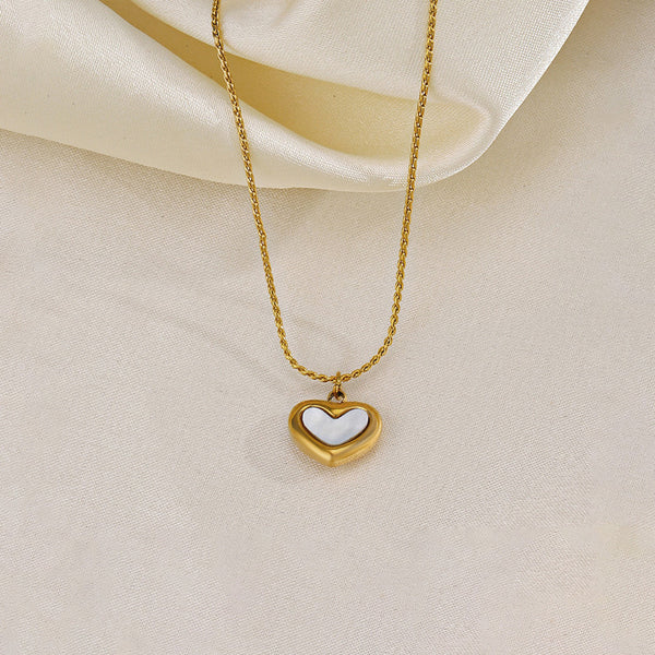 Minimal White Heart Necklace
