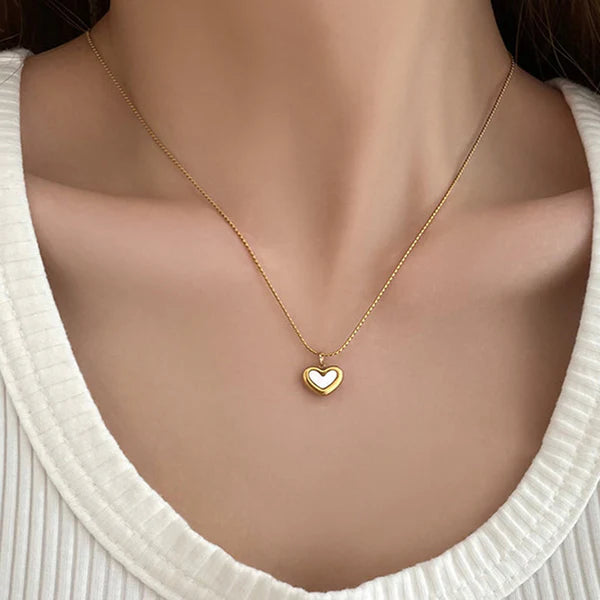Minimal White Heart Necklace