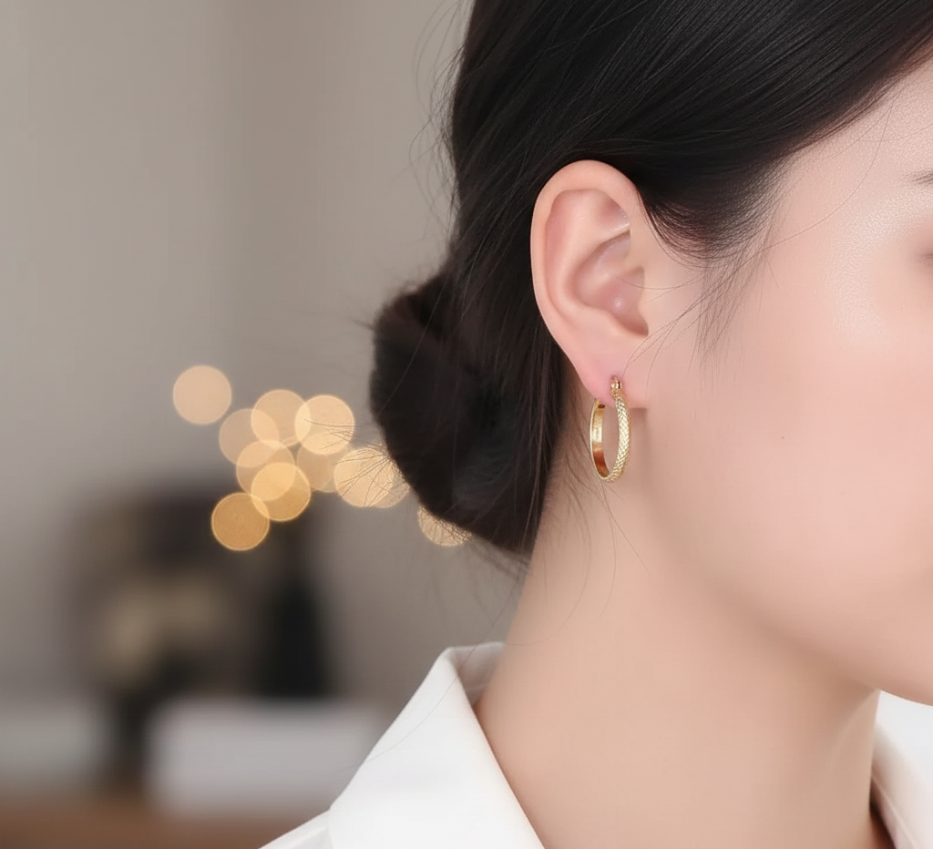 Mini Etched Hoop Earrings 2.7cm