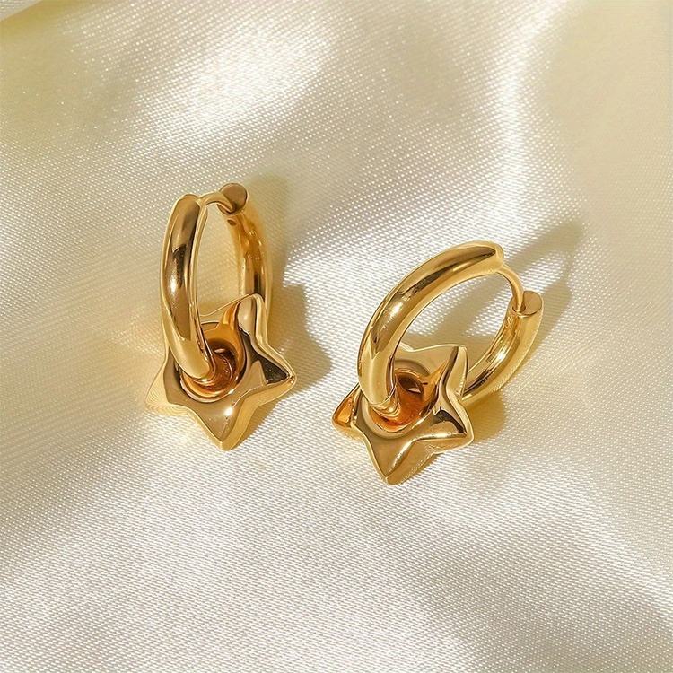 Star Charm Huggie Hoop Earrings