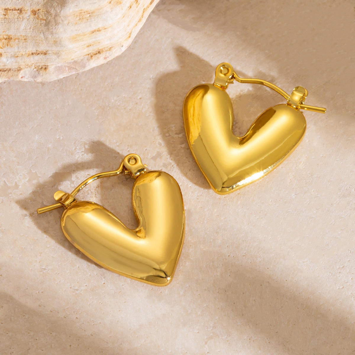 Smooth Heart Hoop Earrings