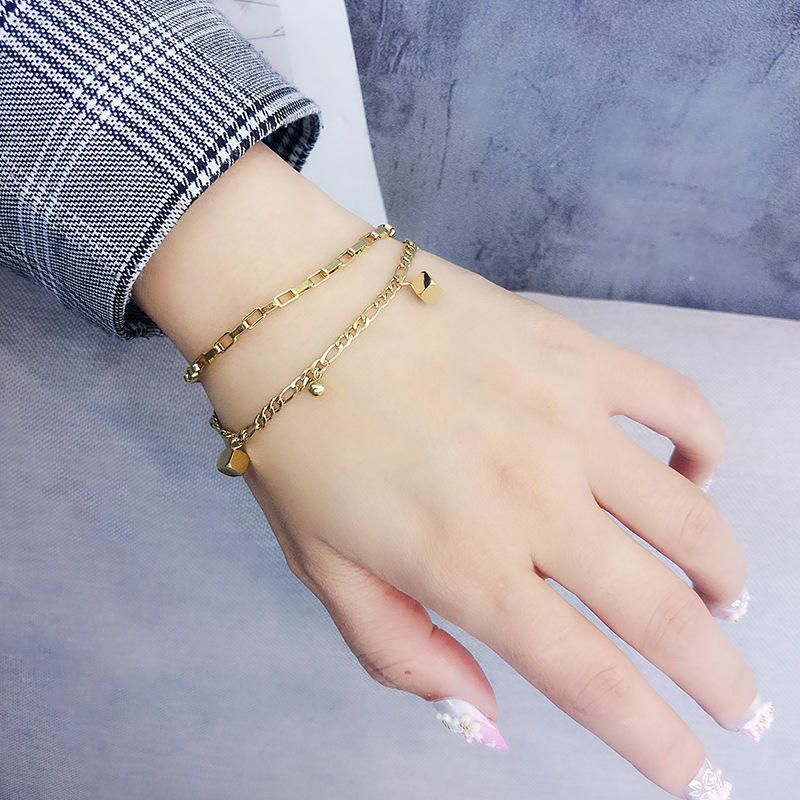 Double Layered Cube Charms Bracelet