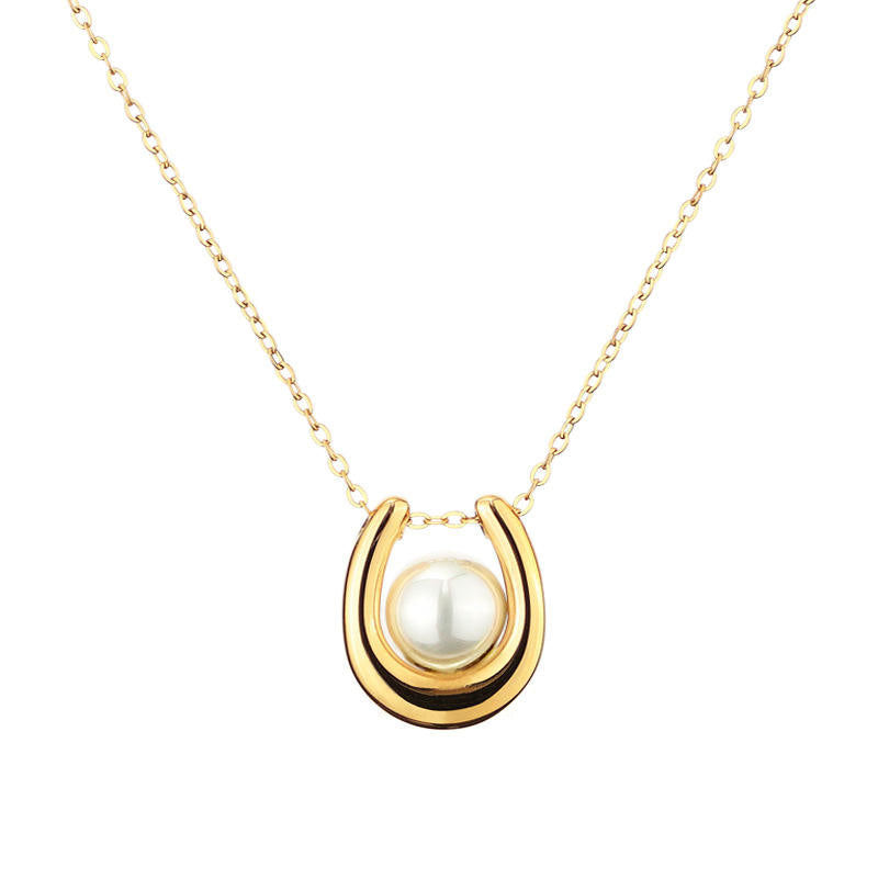 U Pearl Pendant Necklace