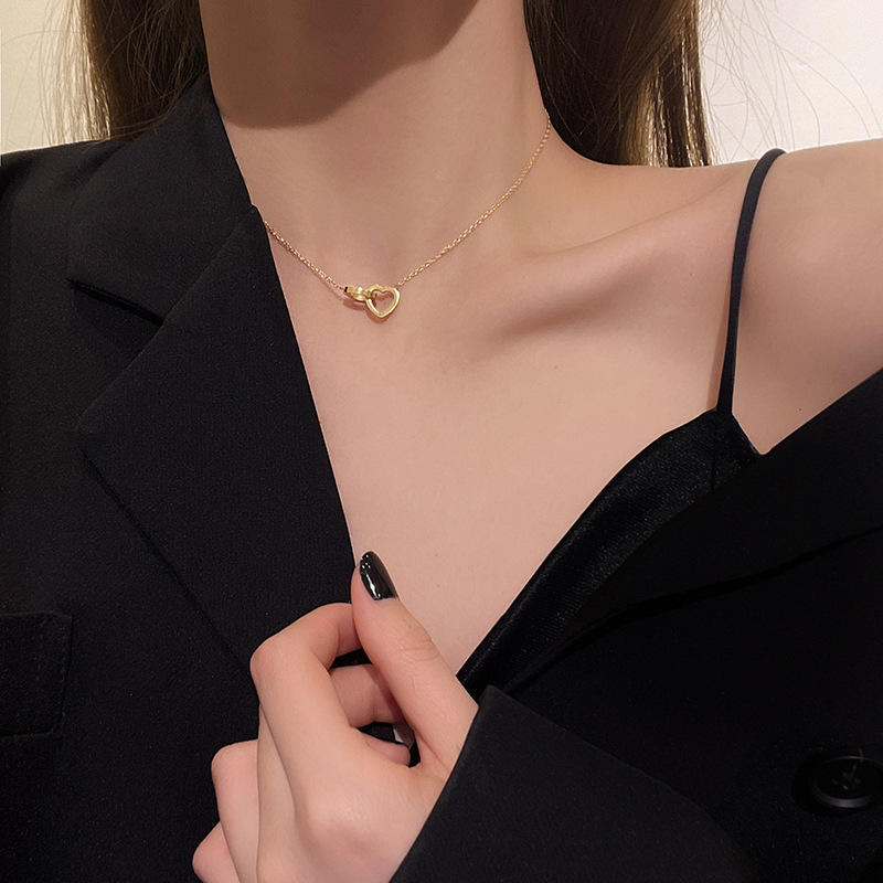 Double Heart Pendant Necklace
