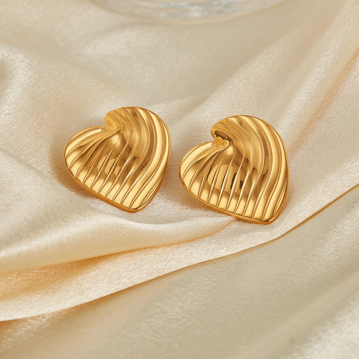 Sculpted Heart Stud Earrings