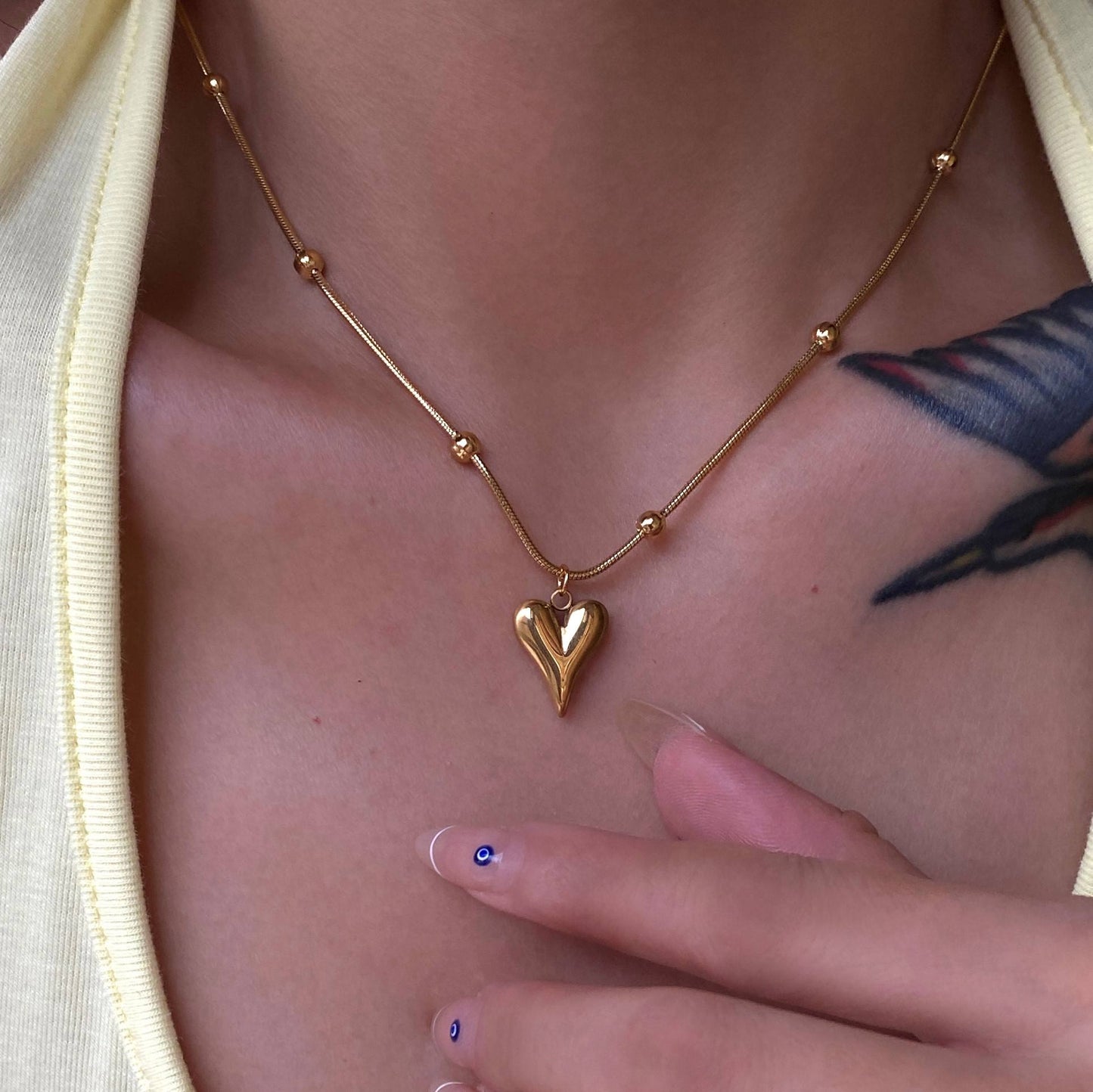 Heart Beeds Pendant Necklace