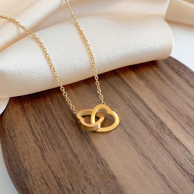 Double Heart Pendant Necklace