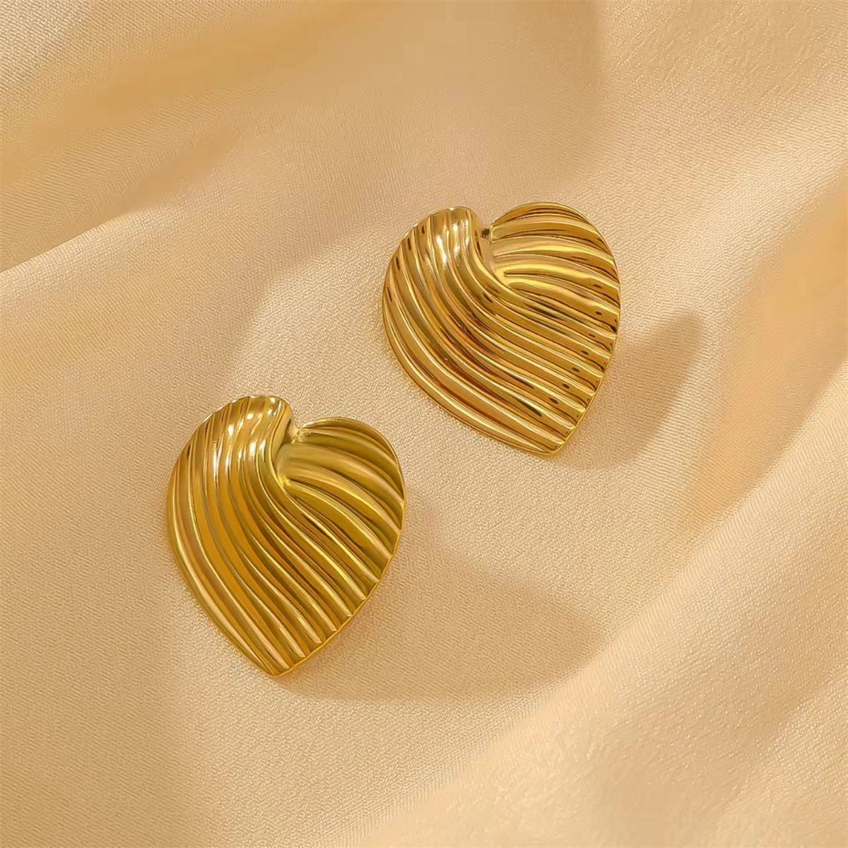 Sculpted Heart Stud Earrings