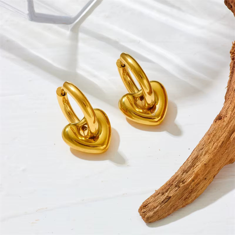 Heart Charm Hoop Earrings