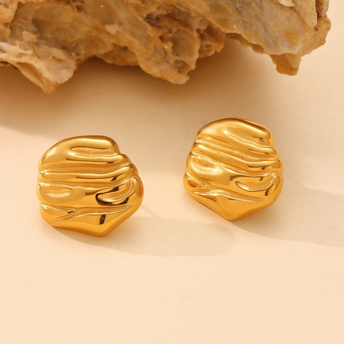 Geometric Hammered Stud Earrings