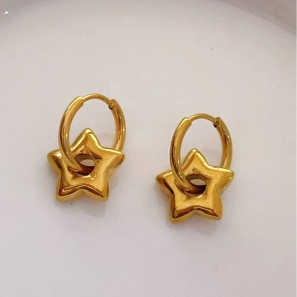 Star Charm Huggie Hoop Earrings