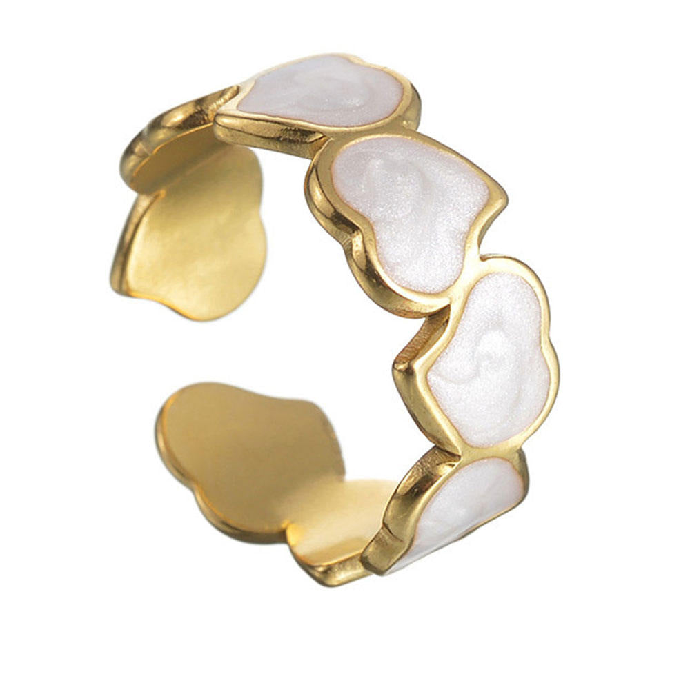 Heart White Enamel Ring