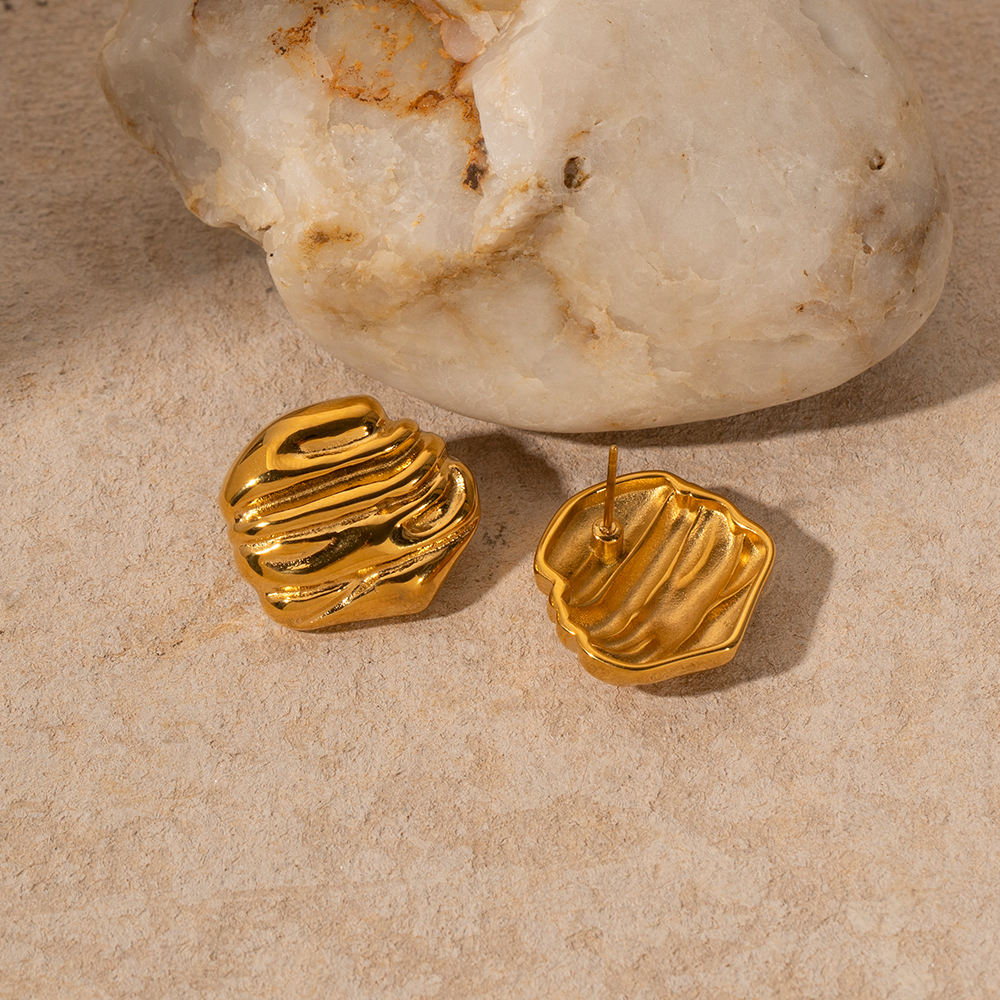 Geometric Hammered Stud Earrings