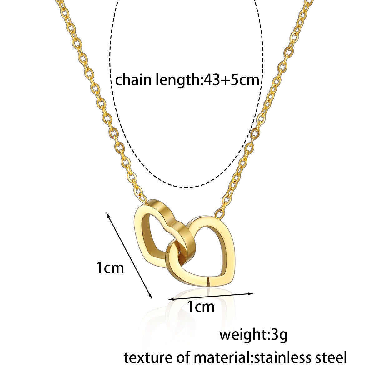 Double Heart Pendant Necklace