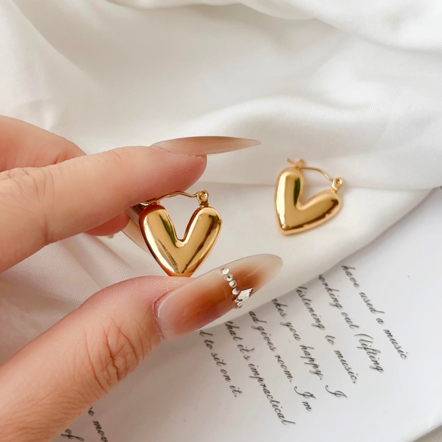 Smooth Heart Hoop Earrings
