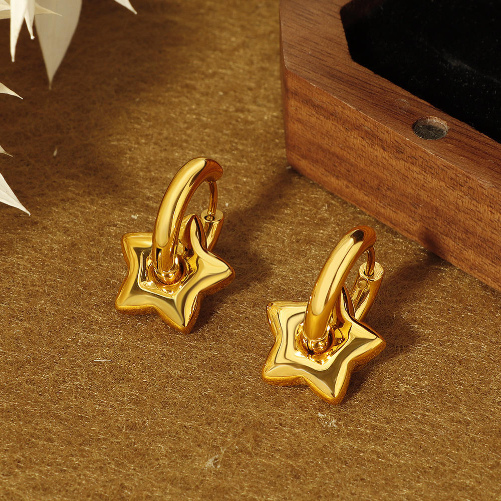 Star Charm Huggie Hoop Earrings