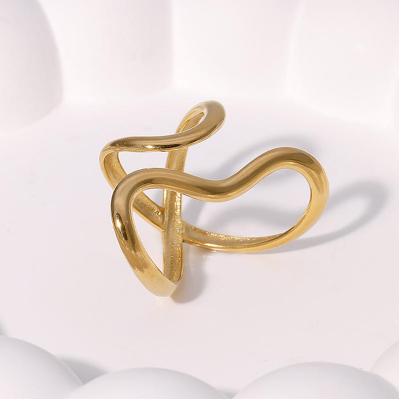 Abstract Wave Open Ring