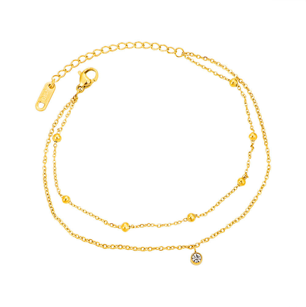 Single Diamond Beads Anklet