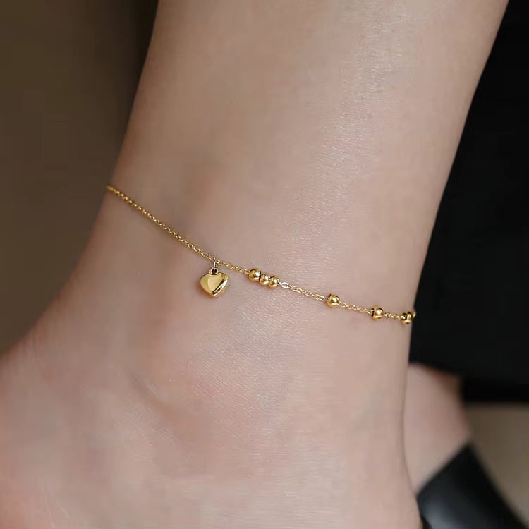 Mini Heart Drop Beads Anklet