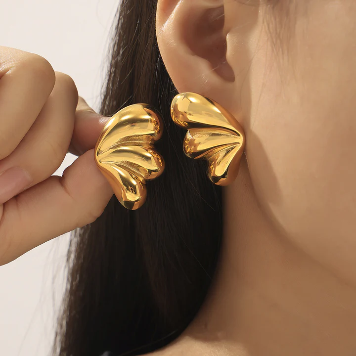 Chunky Leaf Stud Earrings