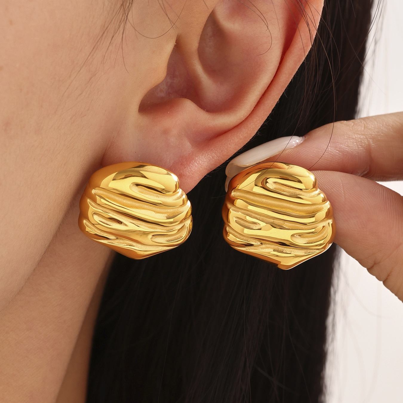 Geometric Hammered Stud Earrings