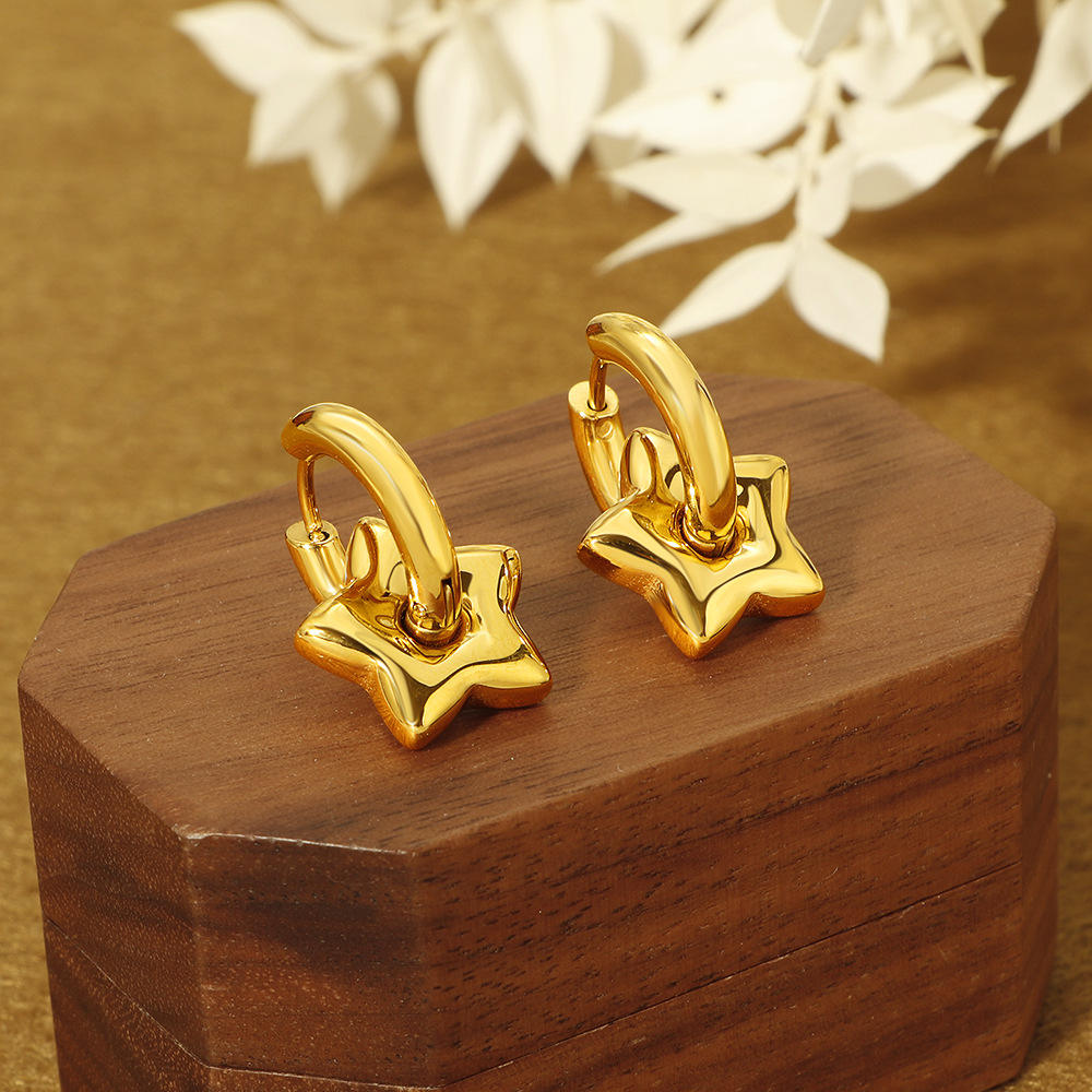Star Charm Huggie Hoop Earrings