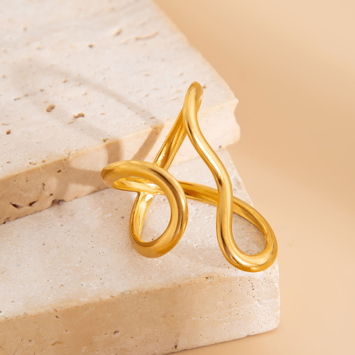 Abstract Wave Open Ring