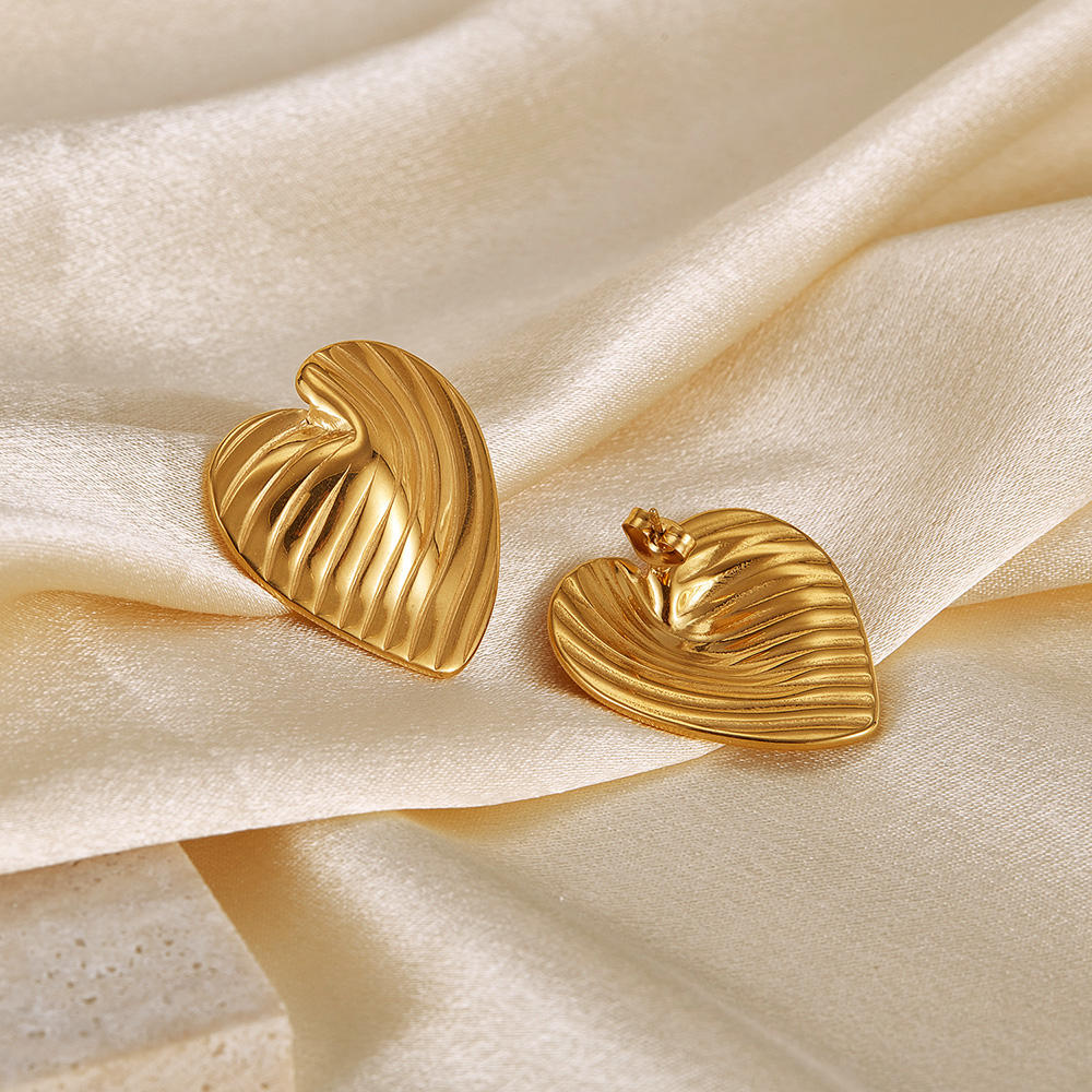 Sculpted Heart Stud Earrings