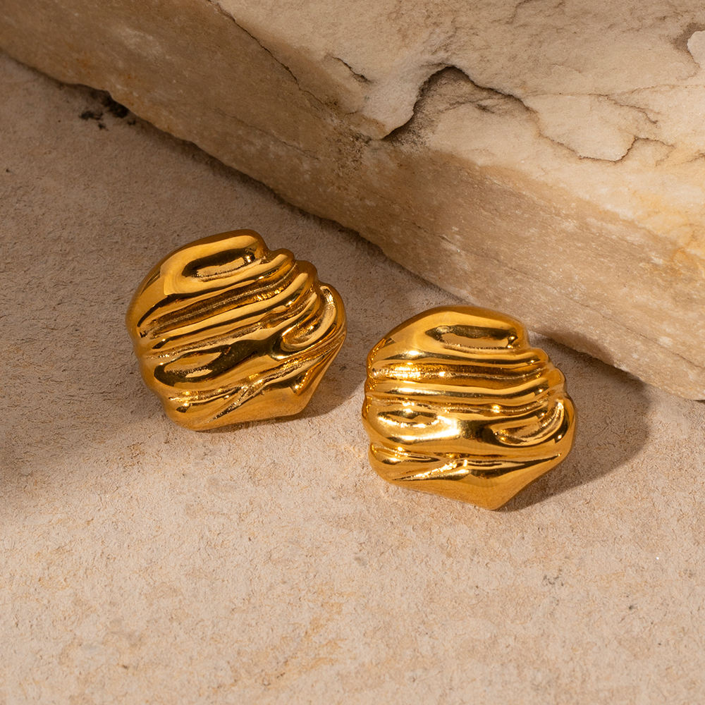 Geometric Hammered Stud Earrings