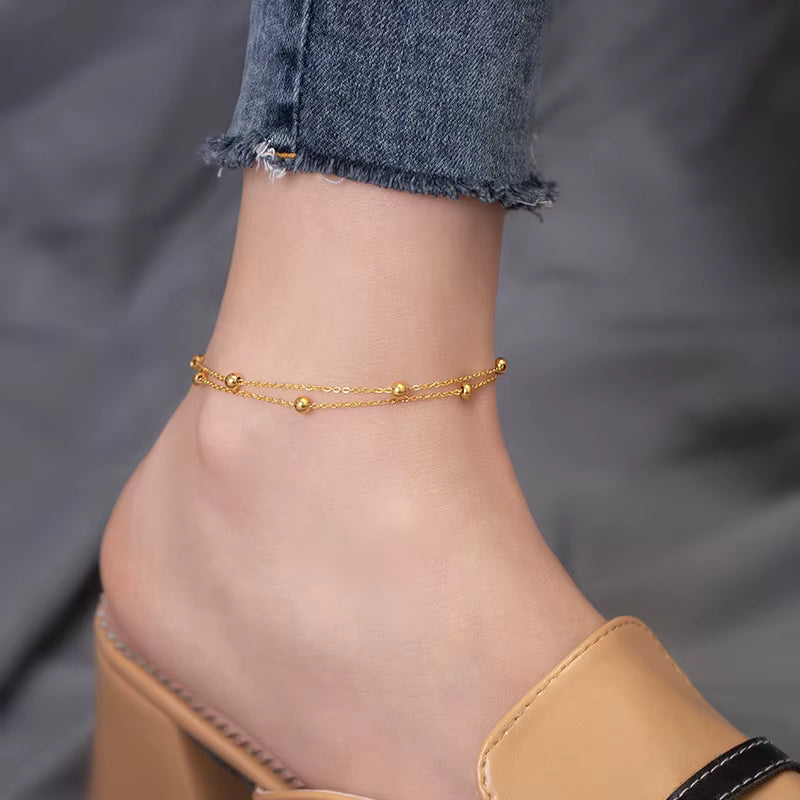 Layered Beaded Anklet