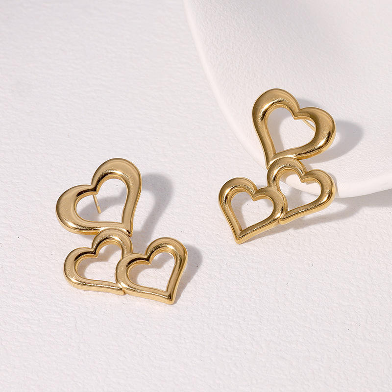 Triple Hearts Drop Earrings