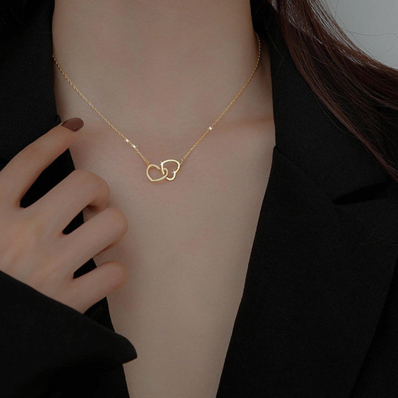 Double Heart Pendant Necklace